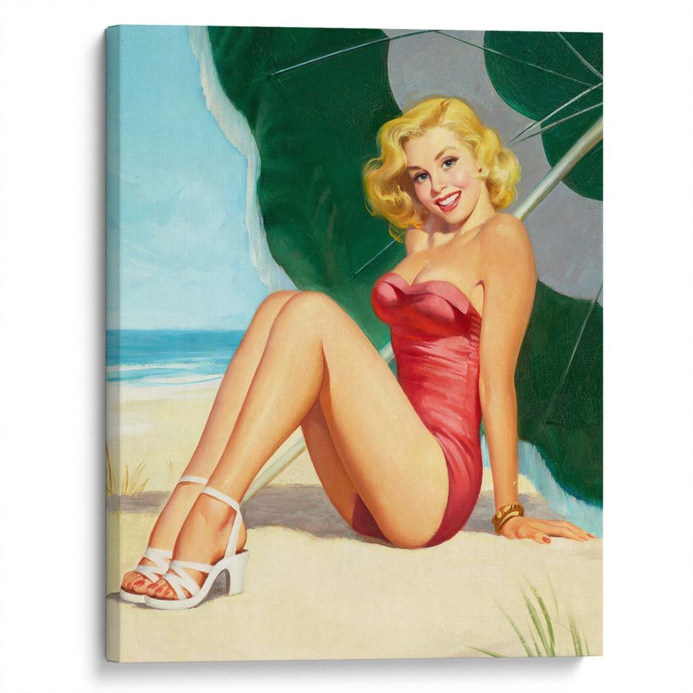 kartina-Блондинка под пляжным зонтом
