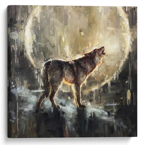 kartina-Волк на фоне луны