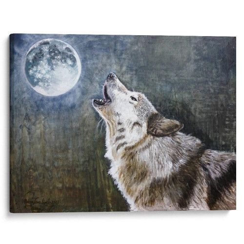 kartina-Волк воет на луну