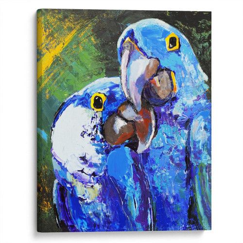 kartina-Пара синих попугаев