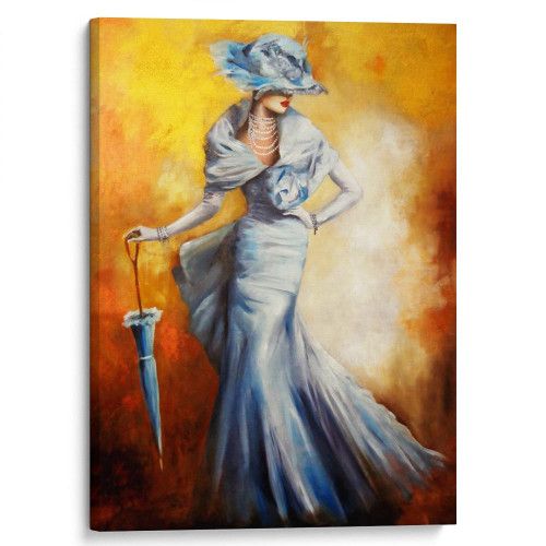 kartina-Дама в элегантном платье с зонтиком