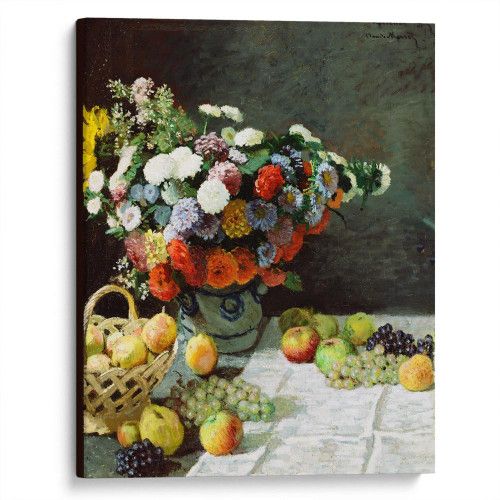 kartina-Клод Моне Натюрморт с цветами и фруктами