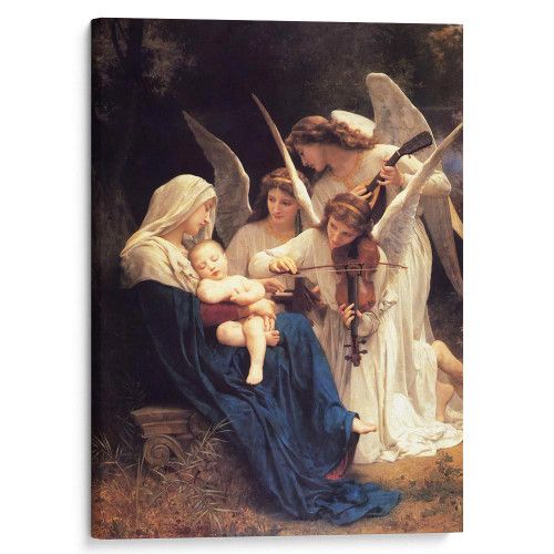 kartina-Вильям Бугро Мадонна с Младенцем и музицирующими ангелами
