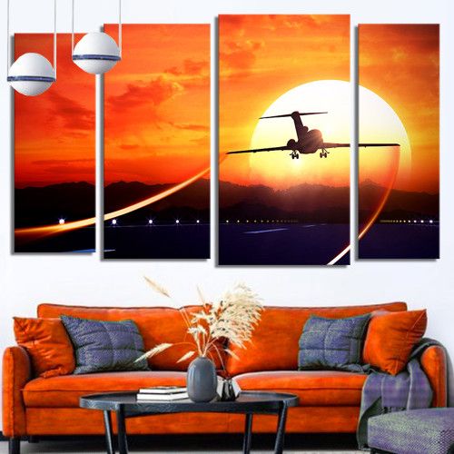 modulnaya-kartina-Самолет на закате