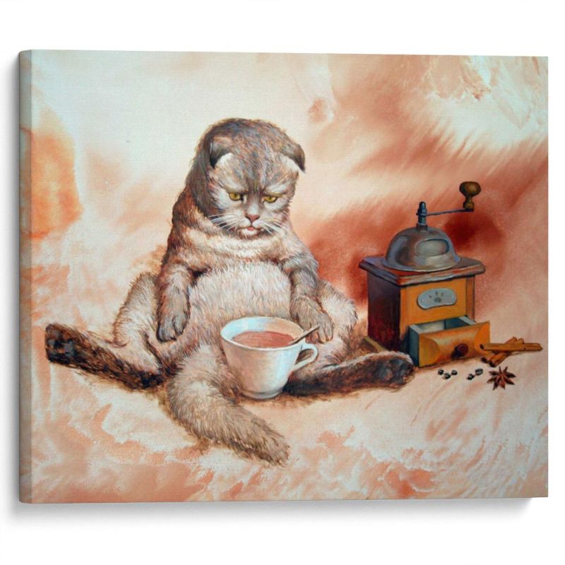 kartina-Кот с чашкой кофе