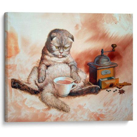 kartina-Кот с чашкой кофе